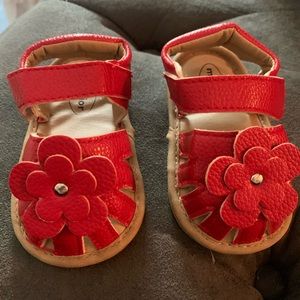 Red flower sandals toddler sz 3